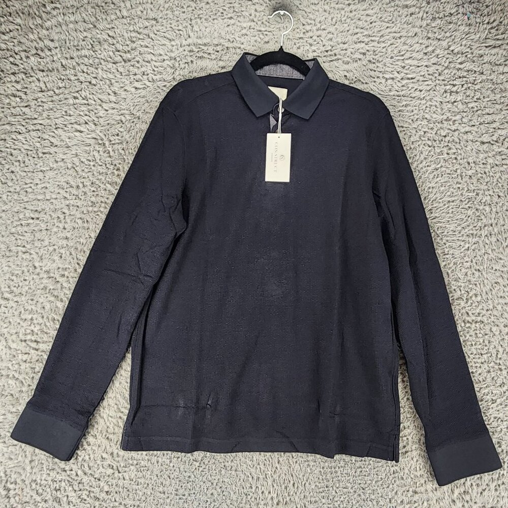 Construct Shirt Mens Medium Navy Blue Long Sleeve Polo *NWT*